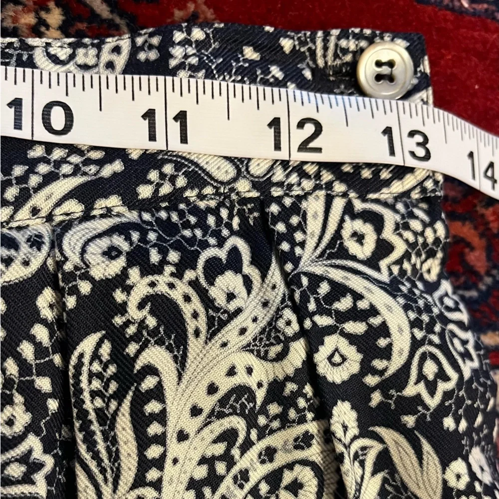 Liz Claiborne Paisley Midi Skirt Navy Blue White Size 6 Petite